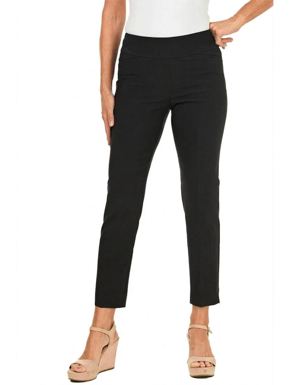 IBKUL Women's Size 10 x 28.5" Black Pull On Stretch Golf Ankle Pants UPF 50+